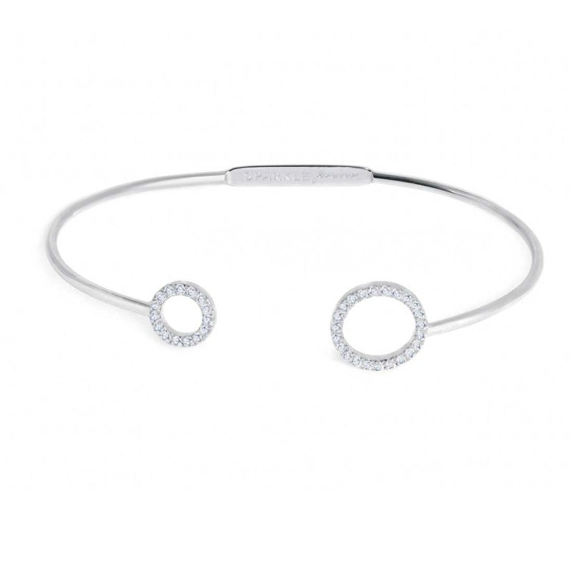 MARLU- Bracciale rigido cerchi con zirconi bianchi