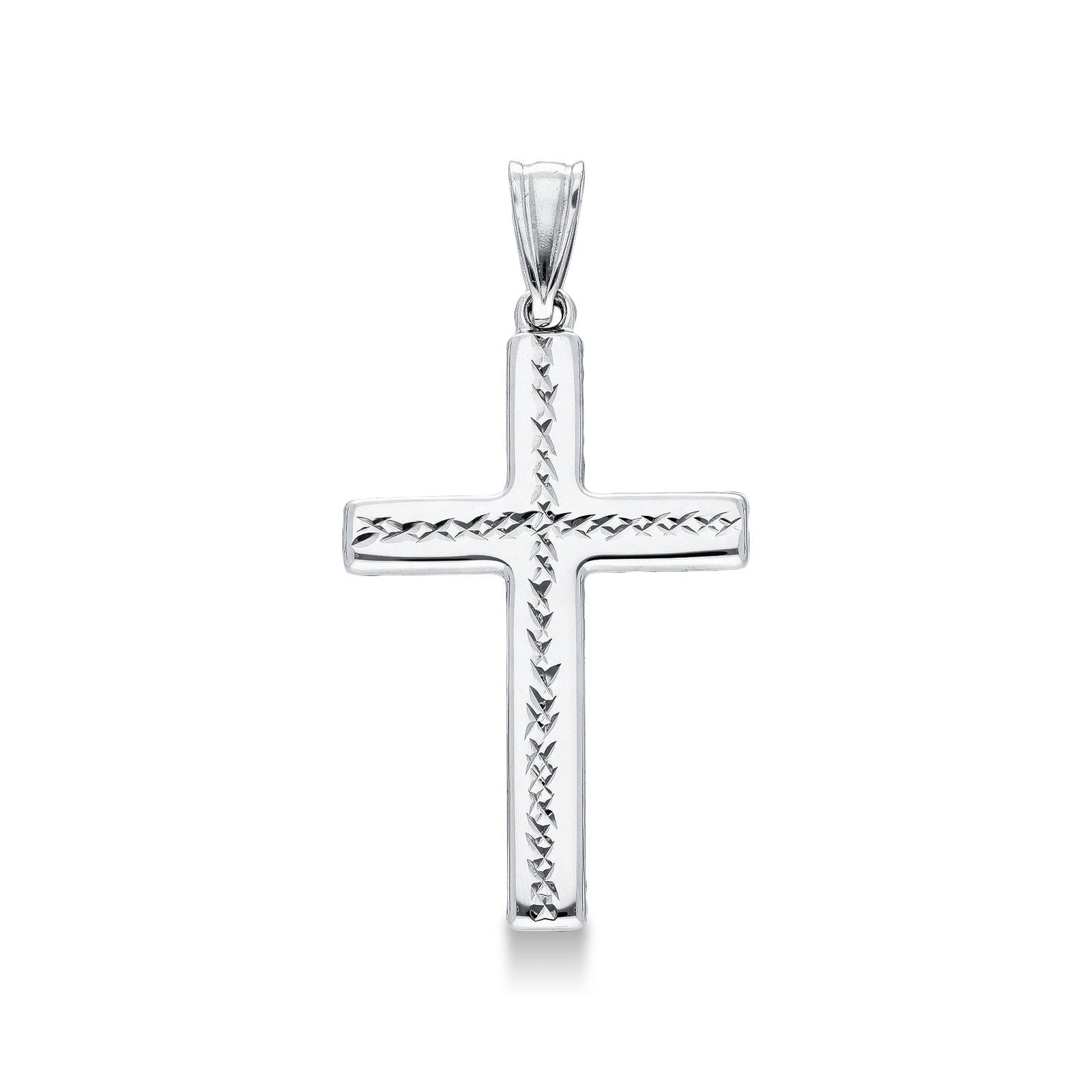 Ciondolo Croce in oro bianco 18k diamantato