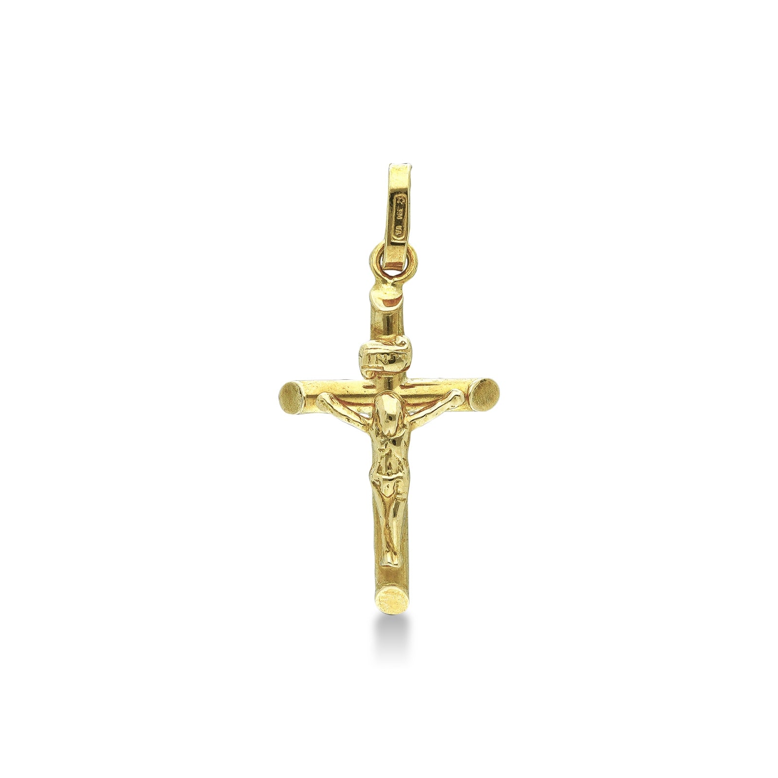 Ciondolo Croce in oro giallo 18k con Cristo, 2,5 cm.