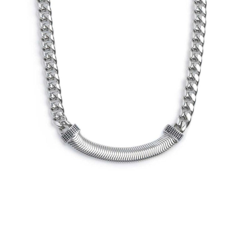 MARLU - Collana catena cuban con catena snake piatta centrale