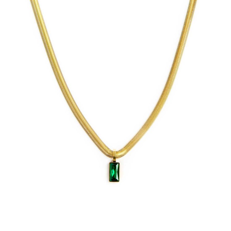 MARLU -Collana catena snake cristallo baguette centrale