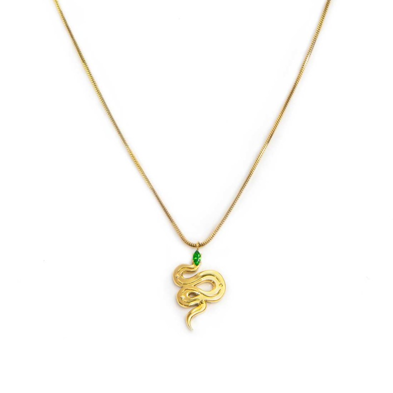 MARLU -Collana catena snake quadrata con serpente pendente