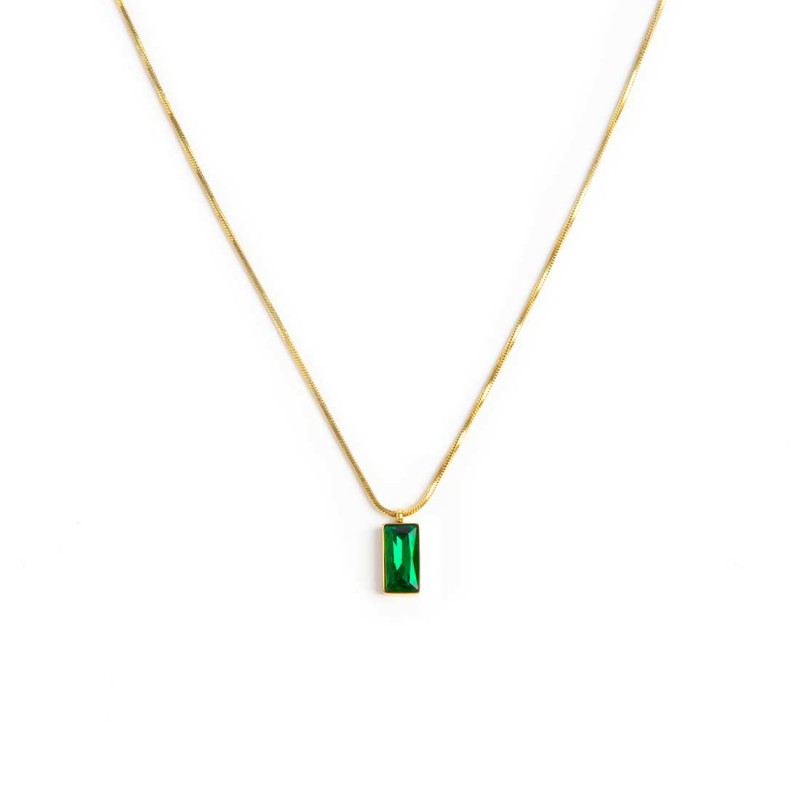 MARLU -Collana catena snake quadrata cristallo baguette centrale