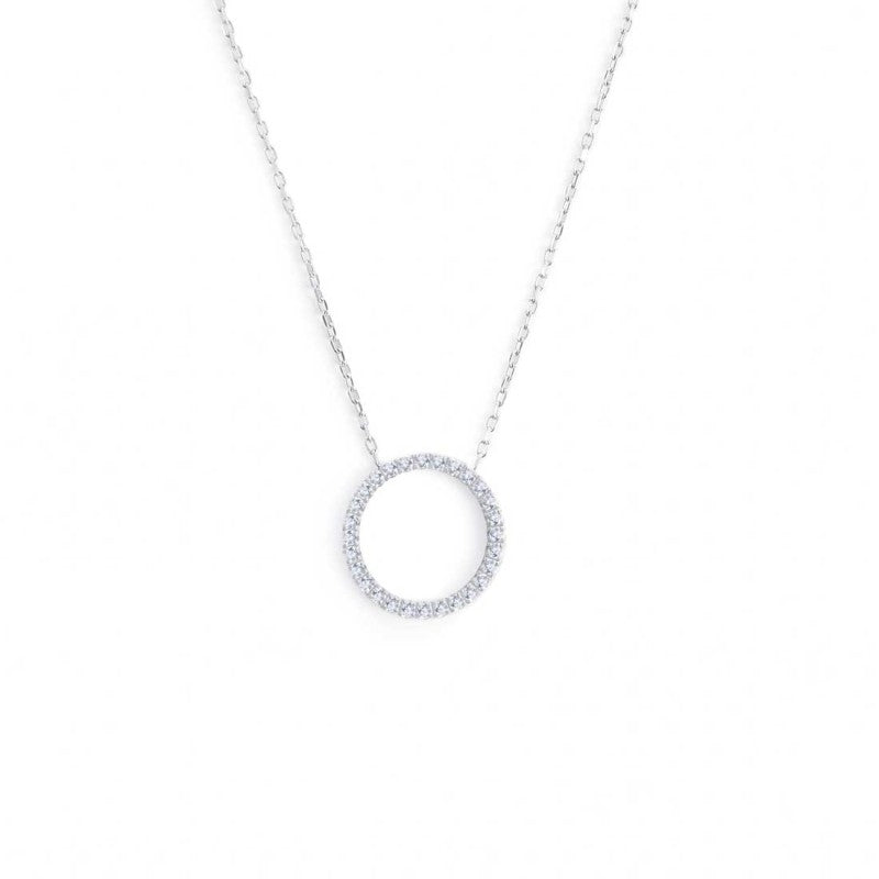 MARLU - Collana cerchio 1,4cm con zirconi bianchi