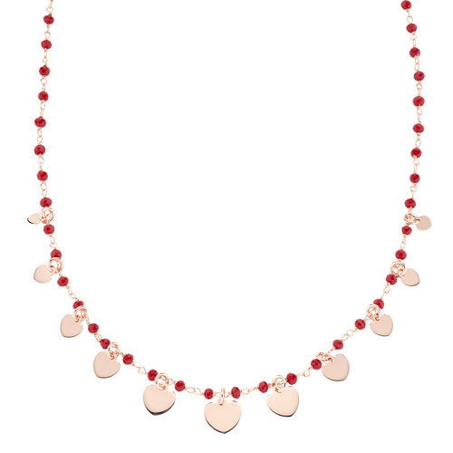 AMEN - Collana Charms Cuori e Cristalli Rossi - CLLAMCURR