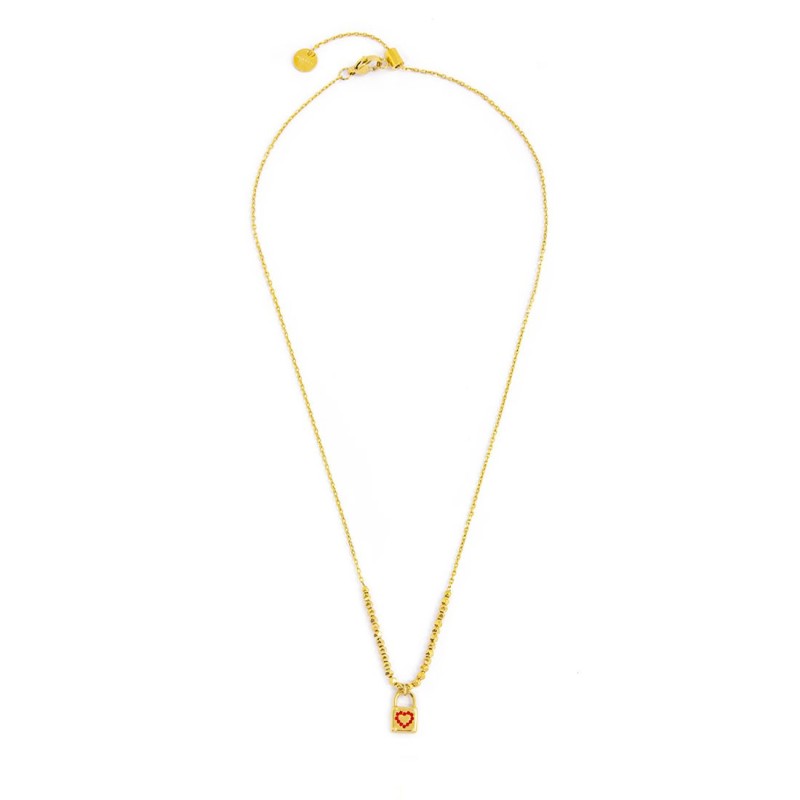MARLU -Collana con lucchetto pendente ed ematite