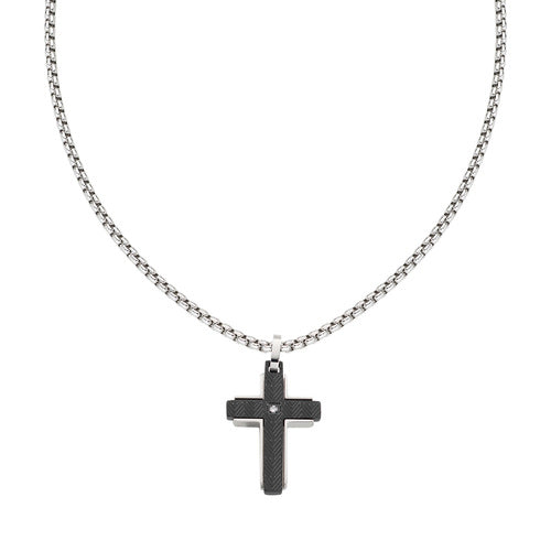 AMEN - Collana Croce in Acciaio e Zircone - ACCL107