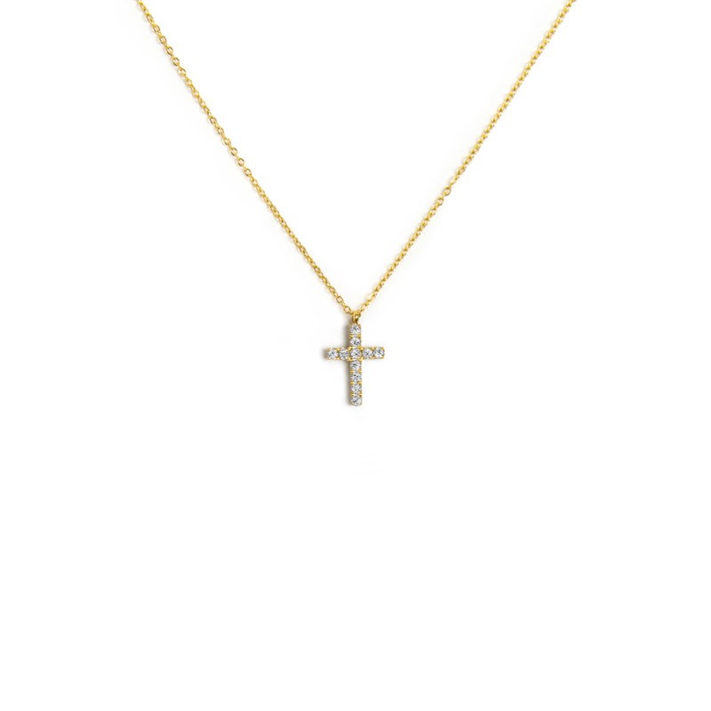 MARLU-Collana croce pendente 1,4cm con zirconi