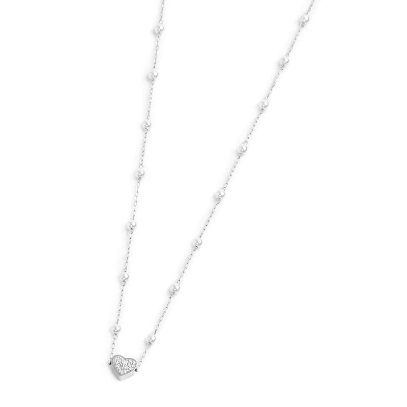 MARLU - Collana cuore con cristalli e perle