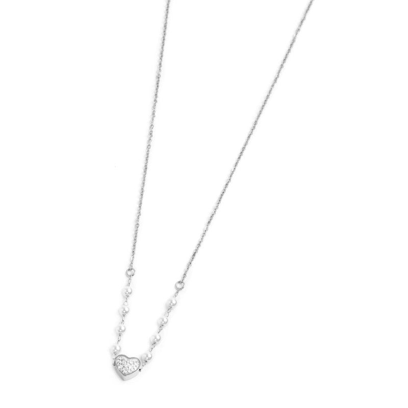 MARLU - Collana cuore con cristalli e perle
