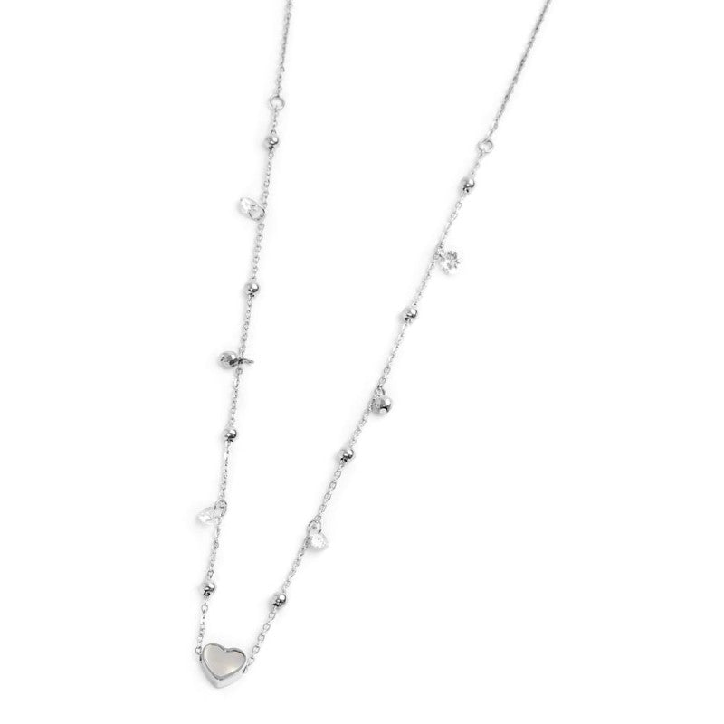 MARLU - Collana cuore madreperla con sfere e zirconi