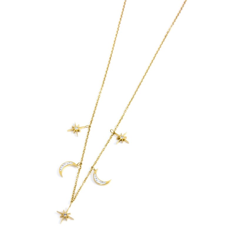 MARLU - Collana lune e rosa dei venti con pendente rosa dei venti