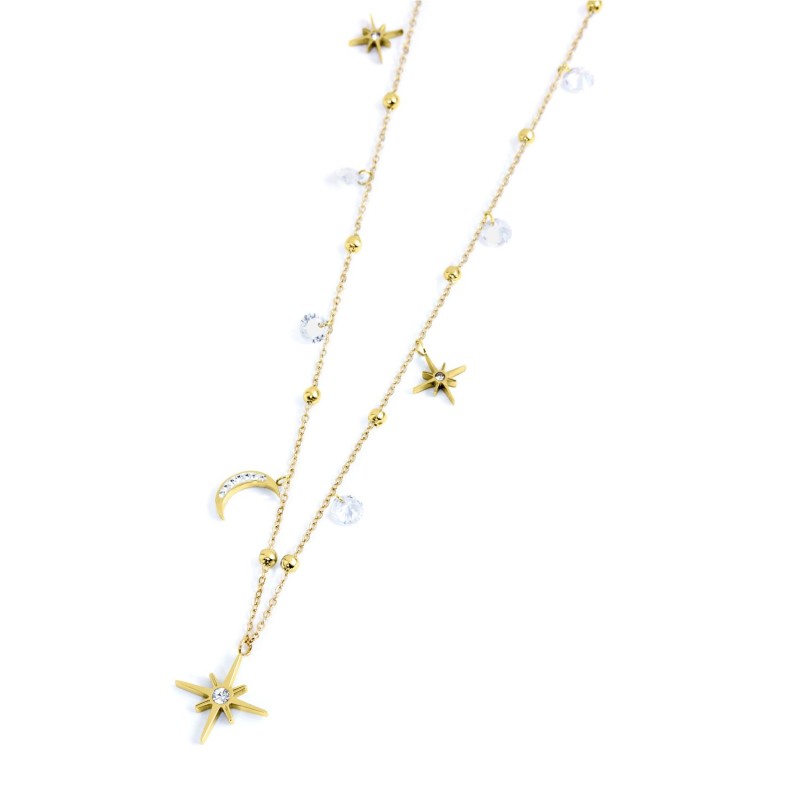 MARLU - Collana lune e rosa dei venti con pendente rosa dei venti
