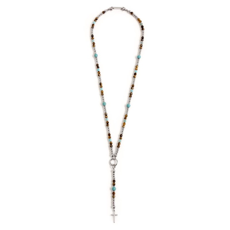 MARLU - Collana occhio di tigre e turchese