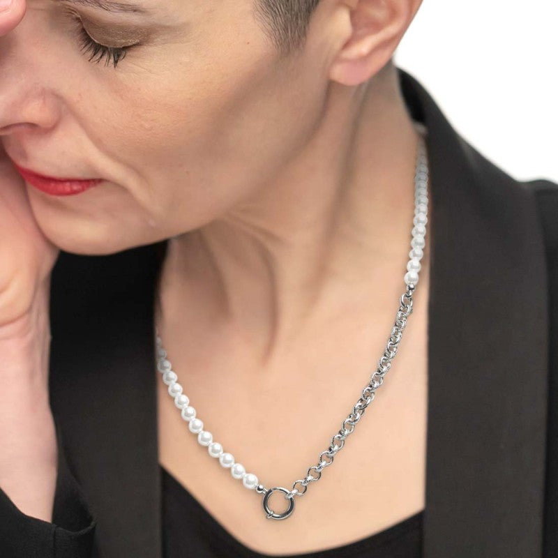 MARLU -Collana perle con catena a sfere