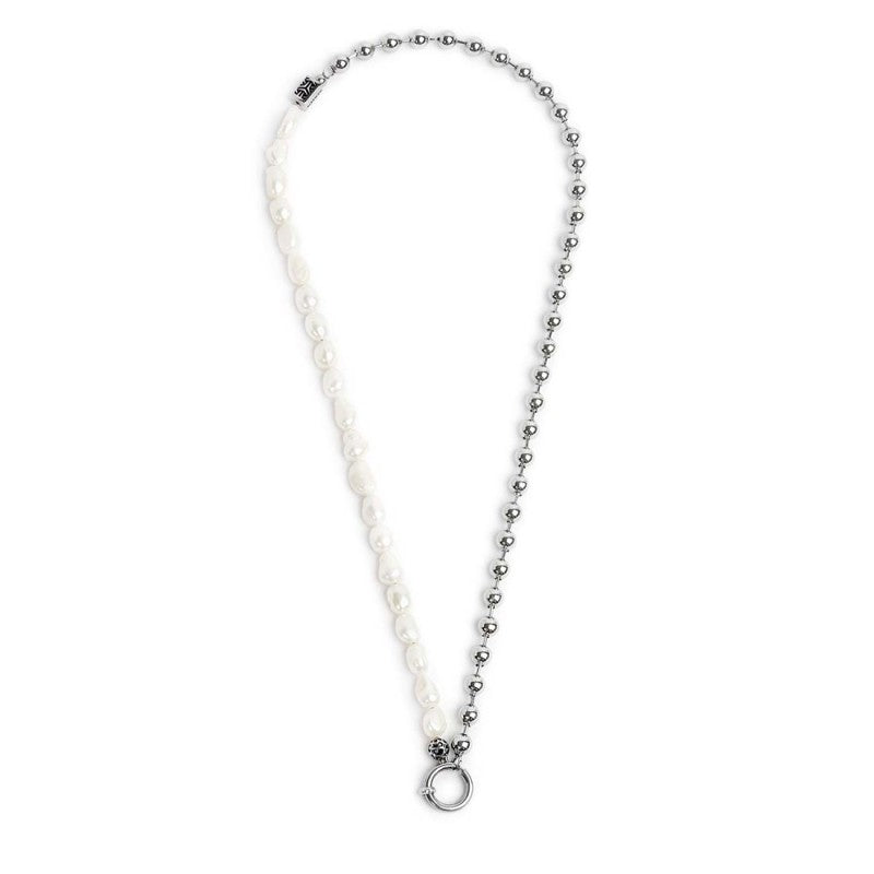 MARLU -Collana perle fiume masticate con catena a sfere