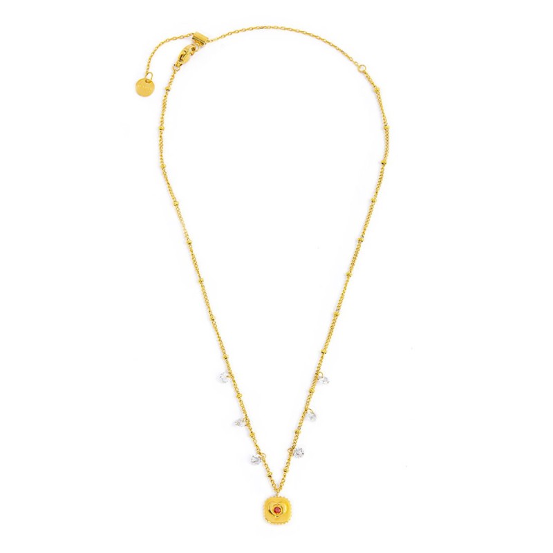 MARLU -Collana piastrina cuore pendente con zirconi