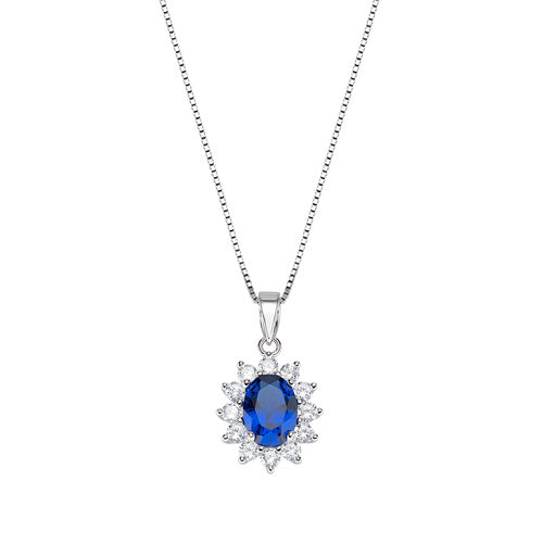 AMEN - Collana Royal Lady Zircone Blu - CLLDGBBBL
