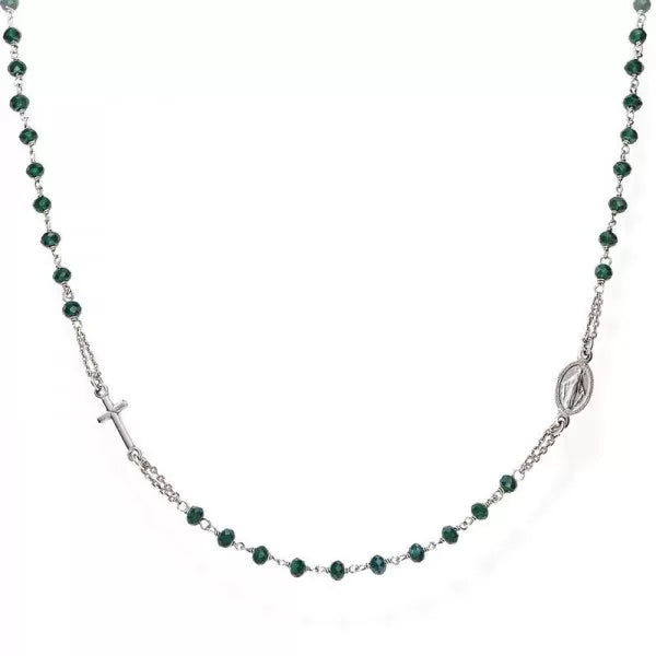 PREZIOSI ARGENTO 925 - Collana Rosario in argento con cristalli