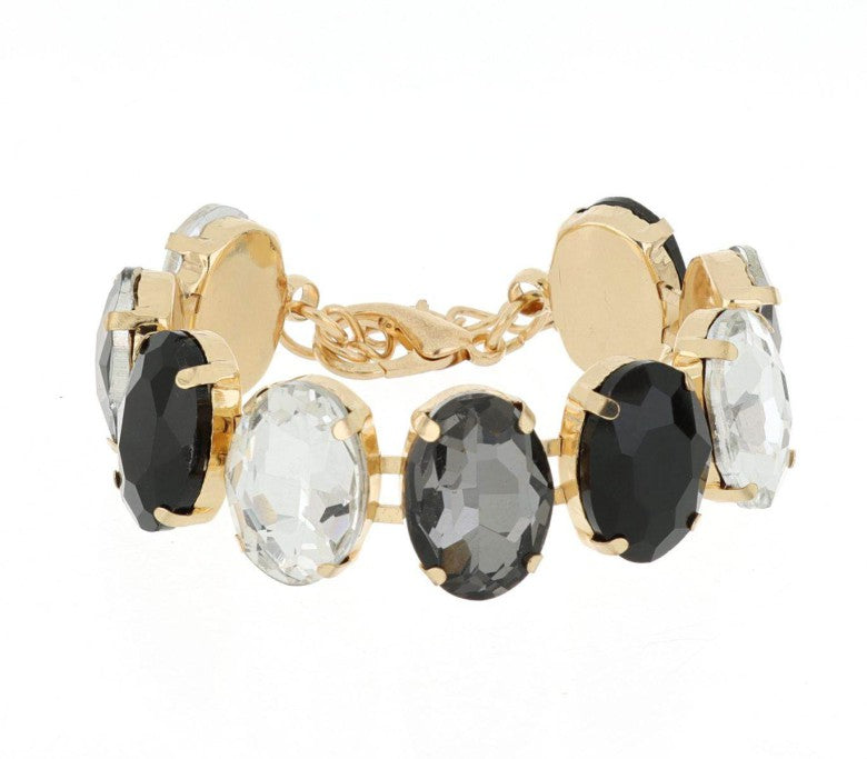 BRACCIALE GLAMOUR DORATO BIANCO NERO MM 16+6 IN OTTONE