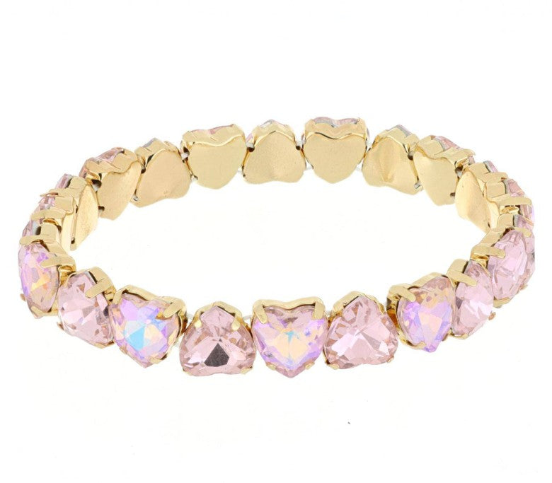 BRACCIALE GLAMOUR CON CUORI ROSA MM 10 IN OTTONE