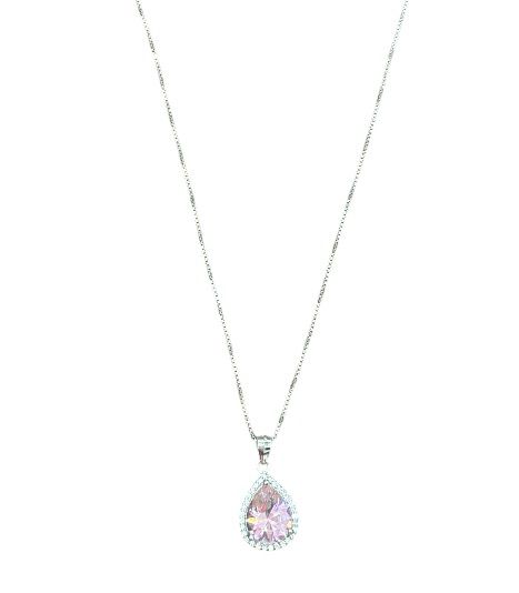 PREZIOSI ARGENTO-Collana a goccia rosa in argento 925