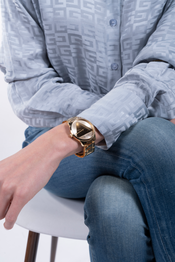 GUESS- Orologio Emblem Acciaio Gold