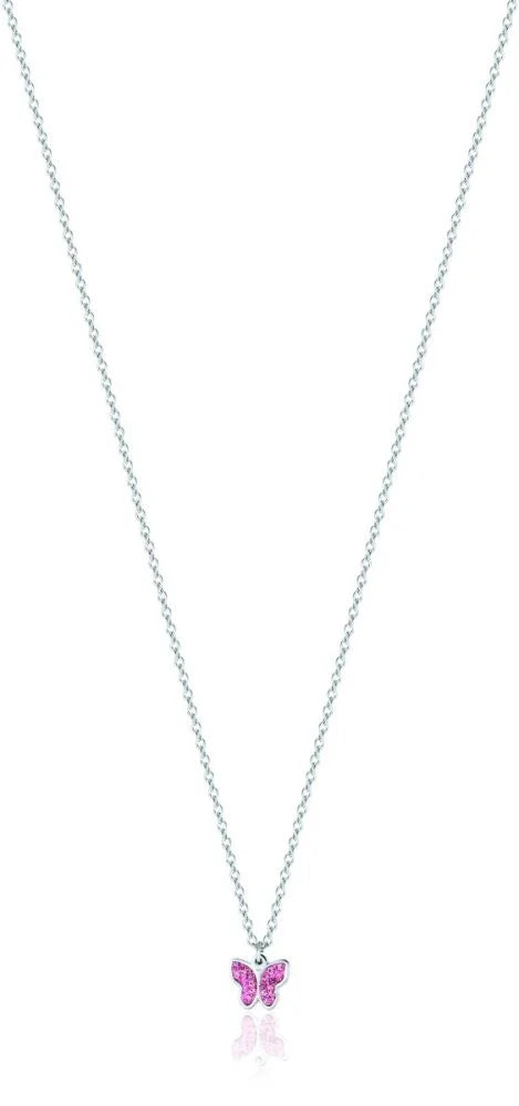 Luca Barra Collana Kids Acciaio Farfalla Con Cristalli