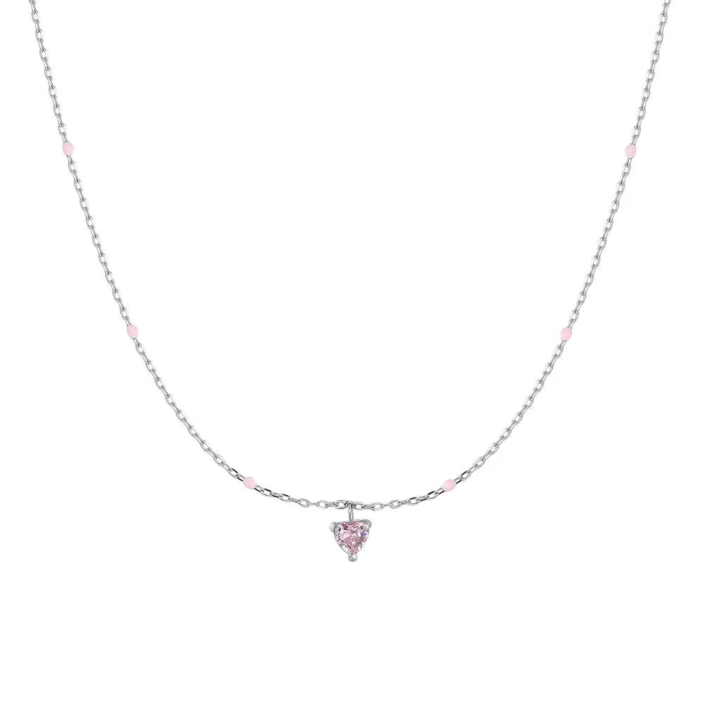 Luca Barra Collana Kids Acciaio Cuore Rosa 5 mm - JC165