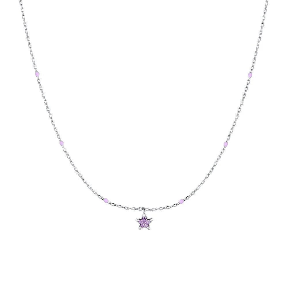 Luca Barra Collana Kids Acciaio Stella Viola 6 mm - JC166