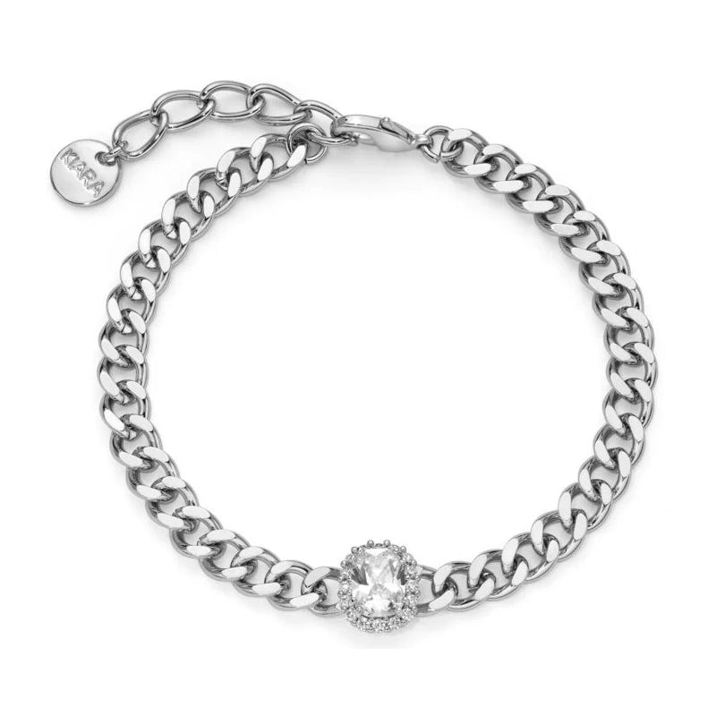Kiara - Bracciale Basik Catena con Pietra Bianca KBRD1805B