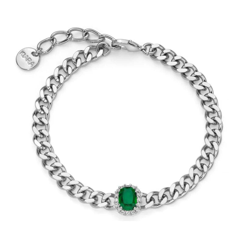Kiara - Bracciale Basik Catena con Pietra Verde