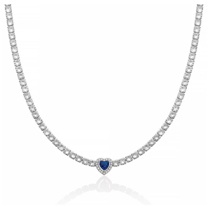 KARA-Collana Basik Tennis Cuore Blu