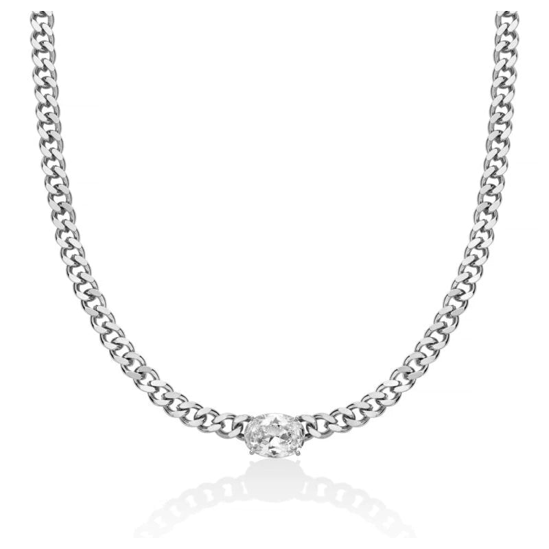 KIARA-Collana Basik Catena con Pietra Bianca