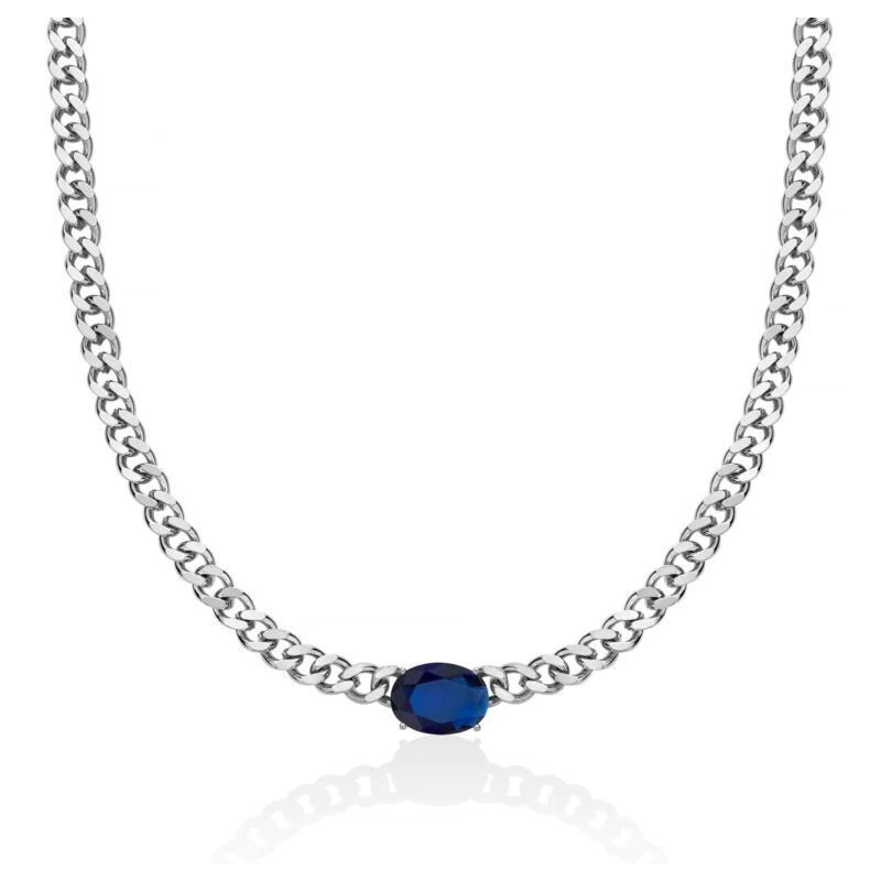 KIARA-Collana Basik Catena con Pietra Blu
