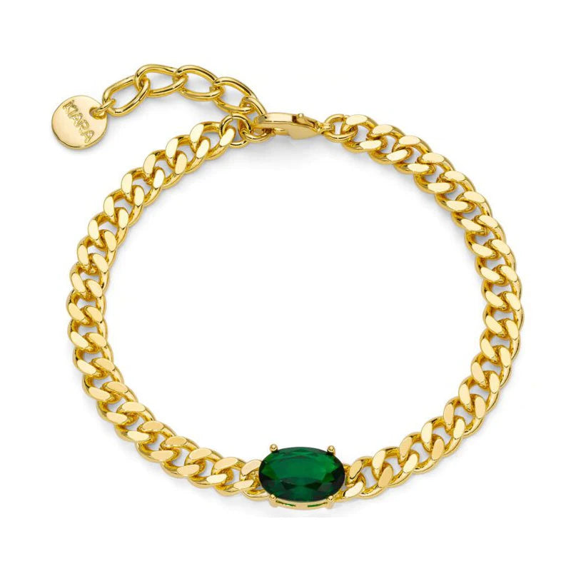Kiara - Bracciale Basik Catena Dorata con Pietra Verde KBRD1802G