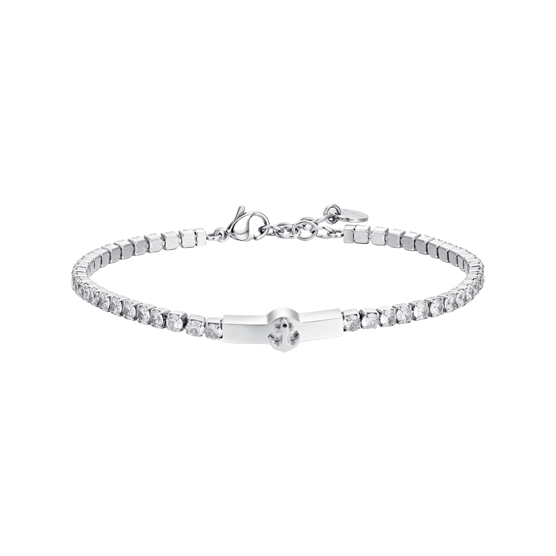 LUCA BARRA- BRACCIALE TENNIS UOMO ANCORA E ZIRCONI BIANCHI