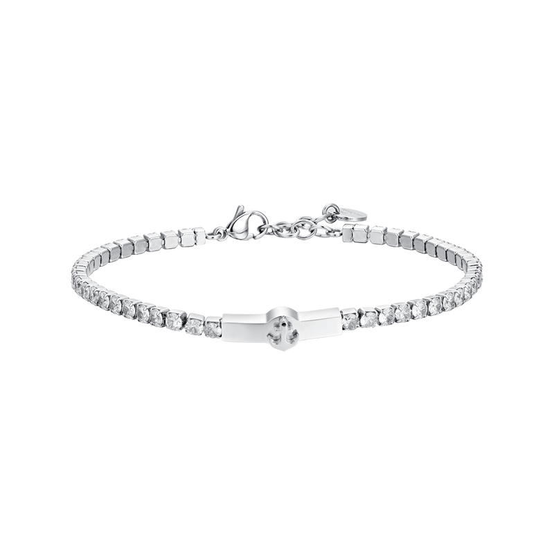LUCA BARRA- BRACCIALE TENNIS UOMO ANCORA E ZIRCONI BIANCHI