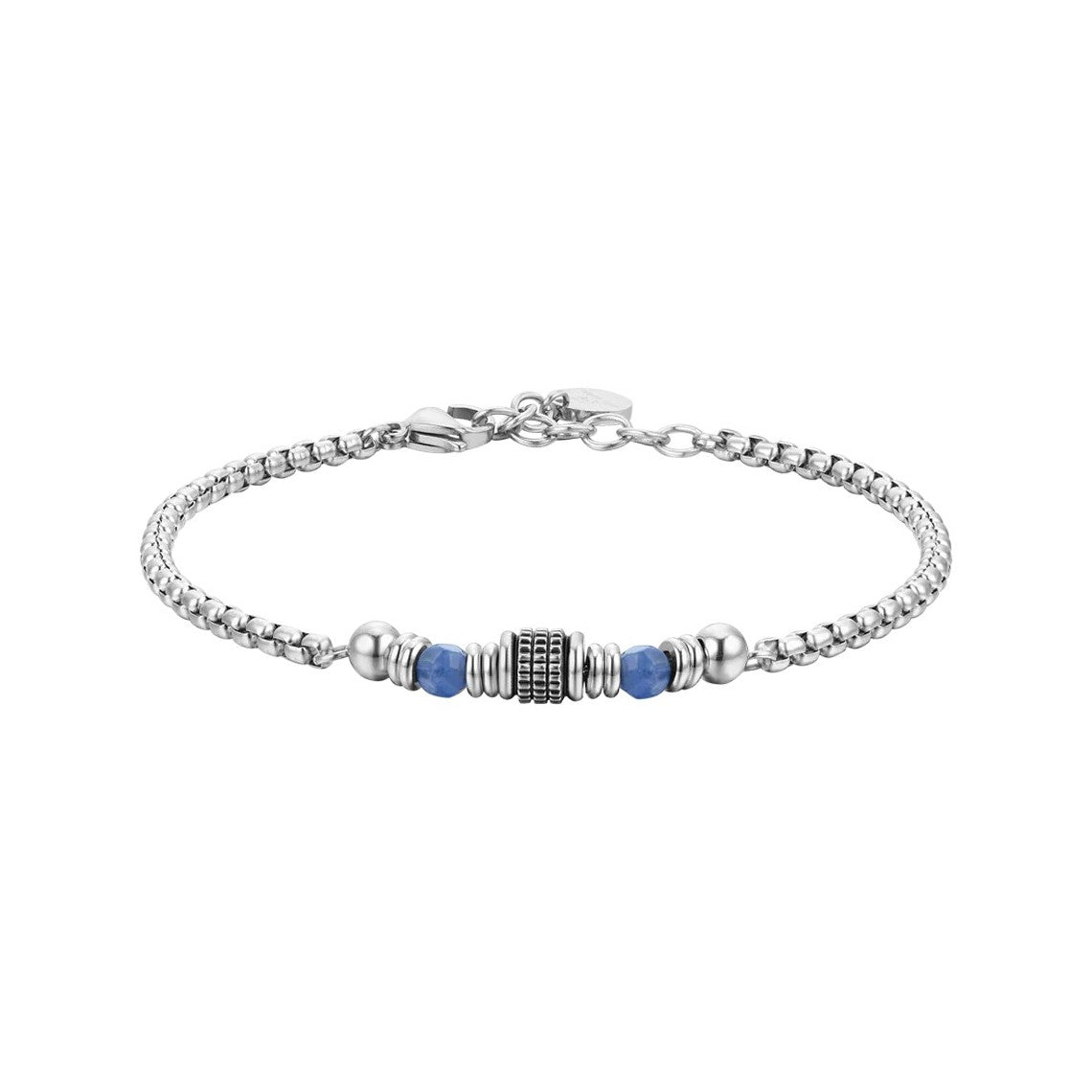 LUCA BARRA-BRACCIALE UOMO IN ACCIAIO SODALITE BLU