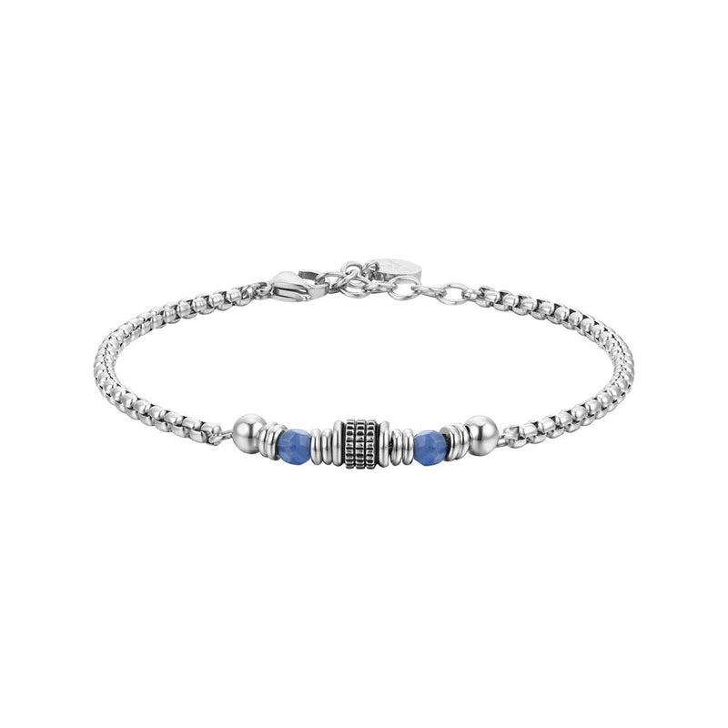 LUCA BARRA-BRACCIALE UOMO IN ACCIAIO SODALITE BLU