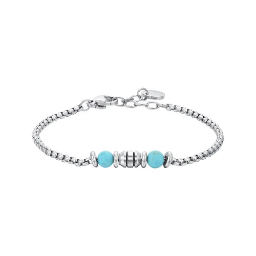 LUCA BARRA - BRACCIALE BAMBINO IN ACCIAIO PIETRE TURCHESI