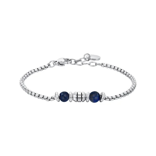 Luca Barra- BRACCIALE BAMBINO IN ACCIAIO PIETRE BLU