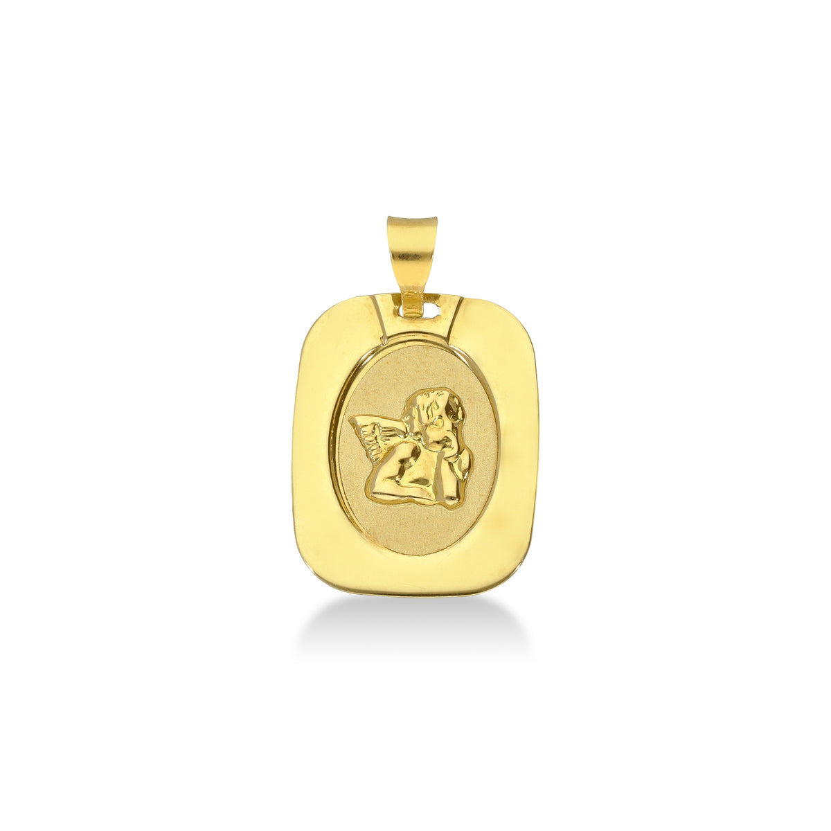 FALCO GIOIELLI  - Medaglia rettangolare con angioletto in oro giallo 18k.
