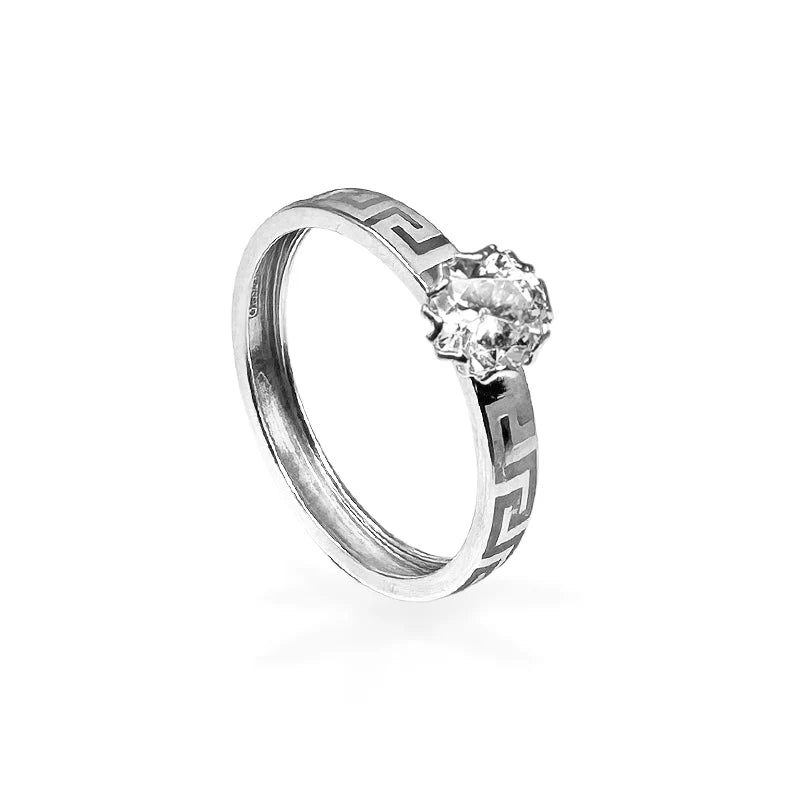 FALCO GIOIELLI - Anello in Oro Bianco con trama e Punto luce - Oro18kt - 1,5 gr.
