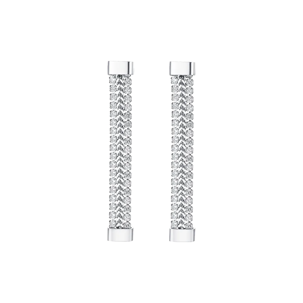 Luca Barra Orecchini Tennis Acciaio Cristalli Bianchi - OK1331