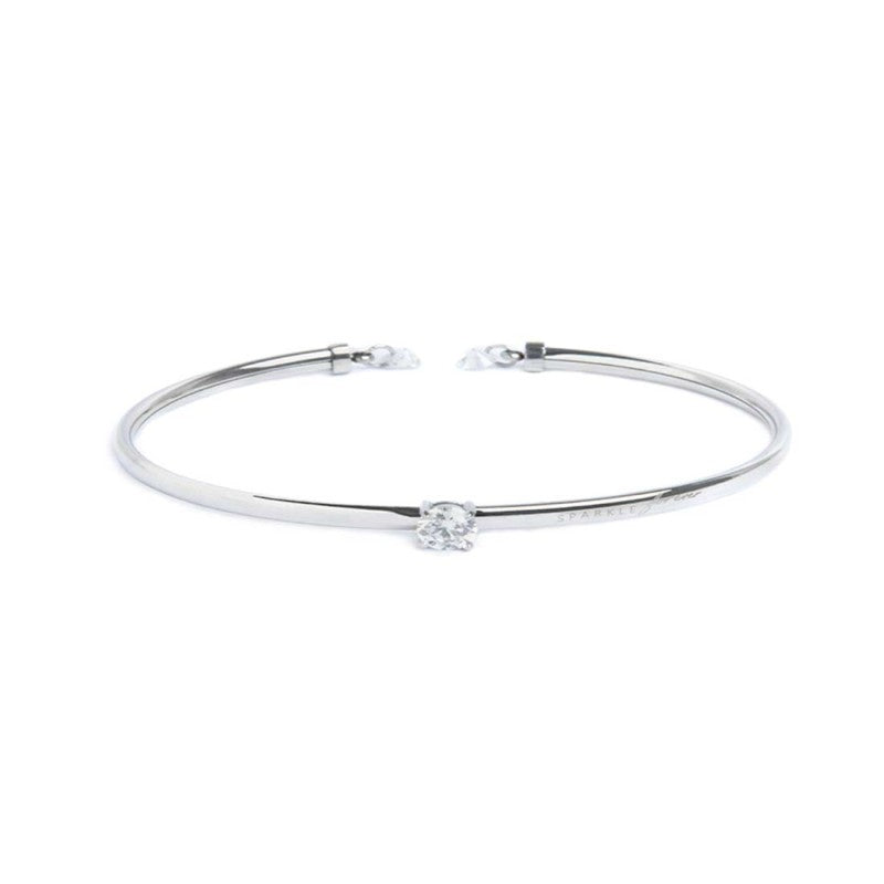 MARLU- Bracciale rigido con zircone 5,25mm centrale e zirconi alle estremità