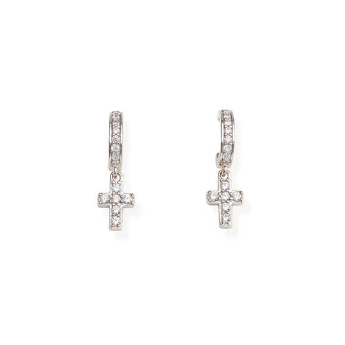 PREZIOSI ARGENTO 925- Orecchini Croce e Zirconi Bianchi - EBCBB