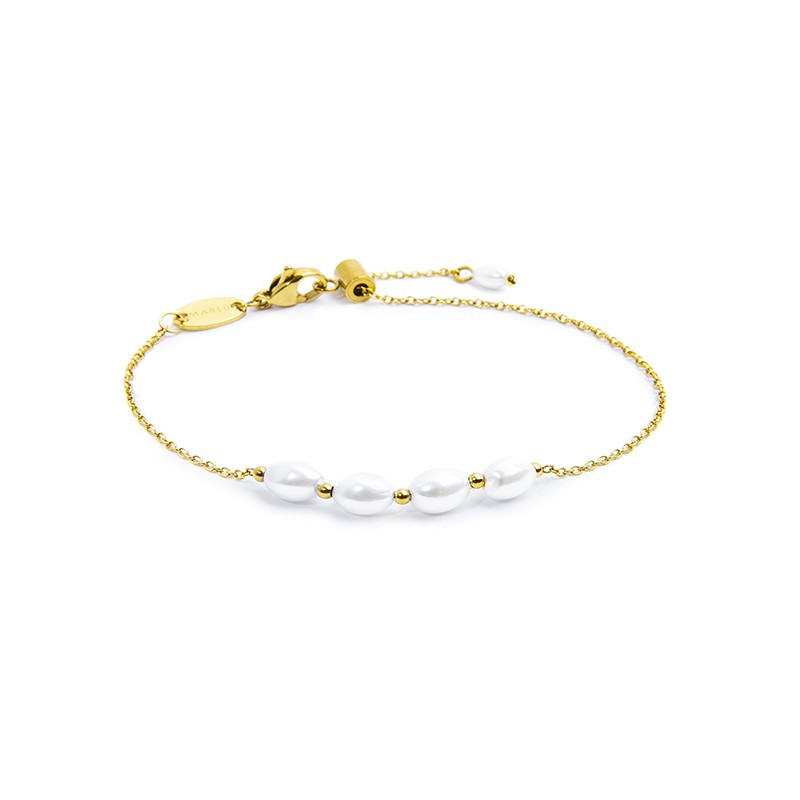 MARLU- Bracciale catena cross con perle ovali