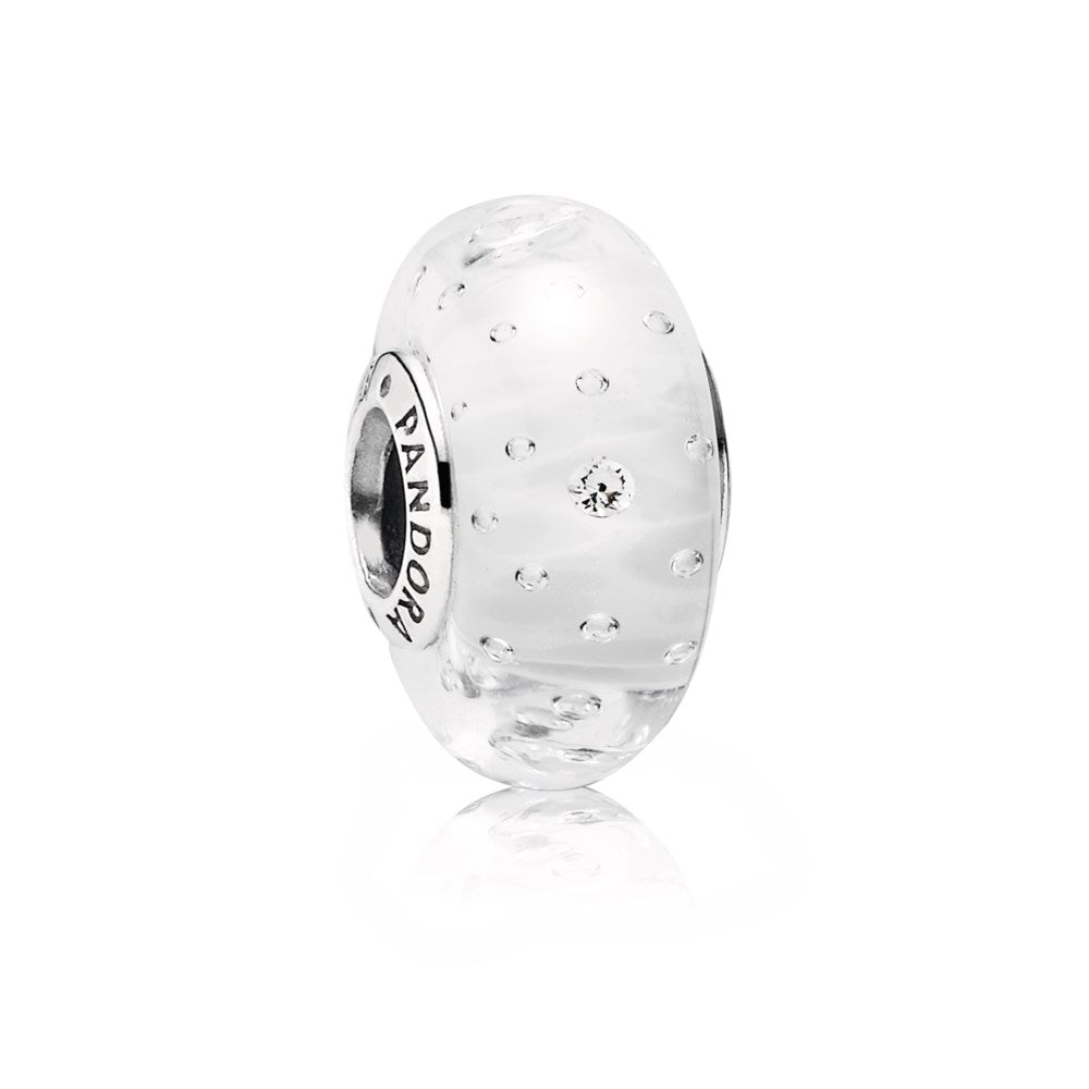 Pandora-Charm Vetro di Murano bianco
