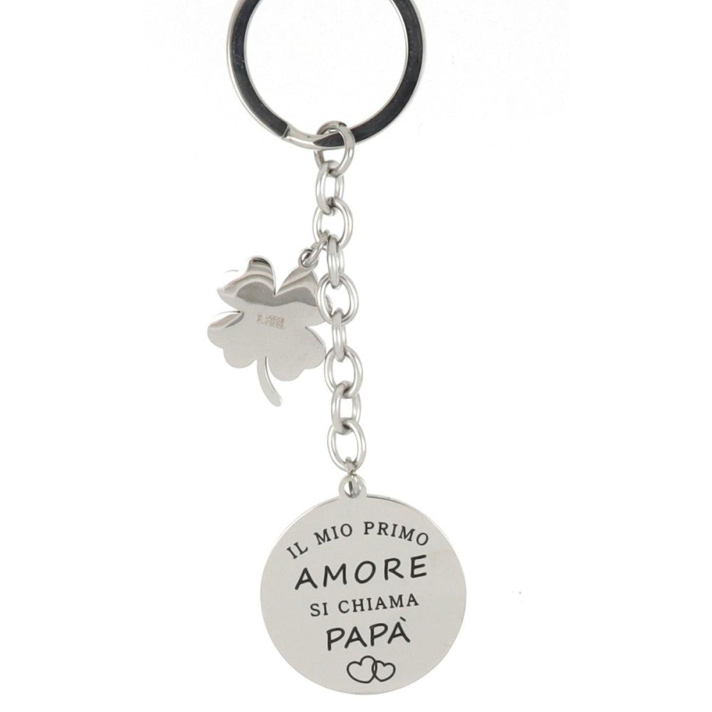 PORTACHIAVI IN ACCIAIO CON SCRITTA "IL MIO PRIMO AMORE SI CHIAMA PAPA'   PCH1112